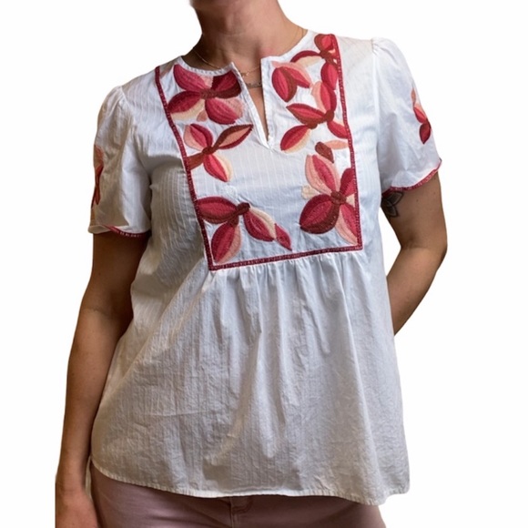 Madewell floral embroidered peasant blouse, S - Picture 2 of 4